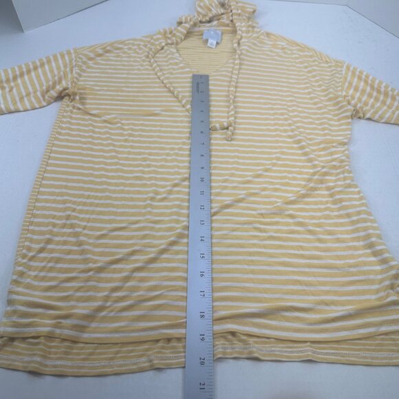 Sunday Women's Size Small Top Hoodie Striped Yellow White Preowned - Picture 11 of 14